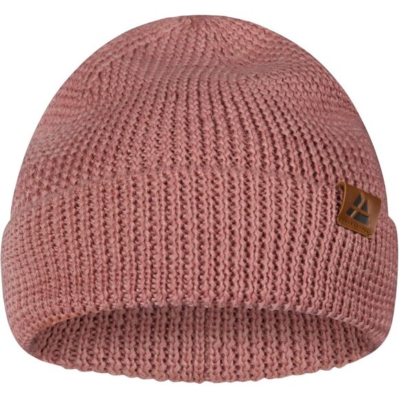 Men's Pink Merino Wool Fitted Stretch Beanie Soft Stretchy Fisherman Beanie Cap - Picture 1 of 6